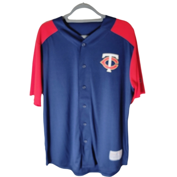 Minnesota twins button down short sleeve baseball shirt size large - Picture 1 of 10